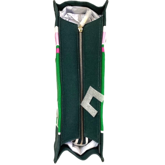 kate spade kitt conifer green large striped tote - Picture 5 of 7